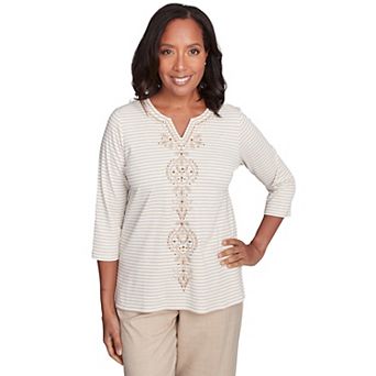 Petite Alfred Dunner Bold Medallion Stripe Top