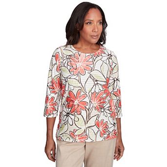 Petite Alfred Dunner Bold Island Floral Textured Top