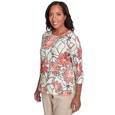 Petite Alfred Dunner Bold Island Floral Textured Top