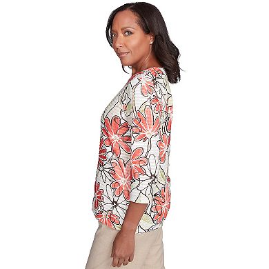 Petite Alfred Dunner Bold Island Floral Textured Top