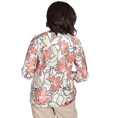 Petite Alfred Dunner Bold Island Floral Textured Top
