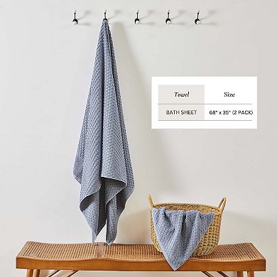 Madelinen® 2-Pack Cotton Quick Dry Textured Bath Sheet Set