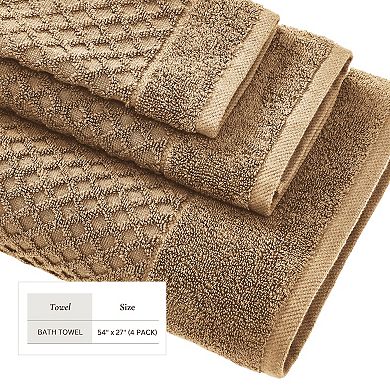 Madelinen® 4-Pack Cotton Quick Dry Textured Bath Towel Set