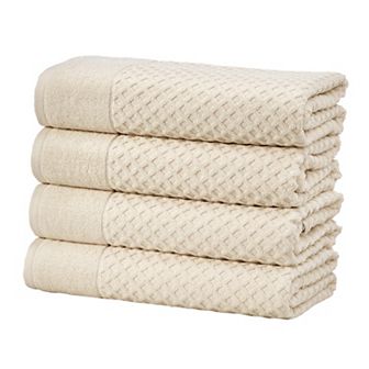 Madelinen® 4-Pack Cotton Quick Dry Textured Bath Towel Set