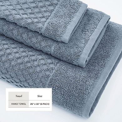 Madelinen® 6-Pack Cotton Quick Dry Textured Hand Towel Set
