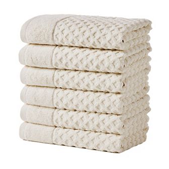 Madelinen® 6-Pack Cotton Quick Dry Textured Hand Towel Set