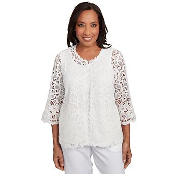 Petite Alfred Dunner Embellished Lace Two-in-One Top