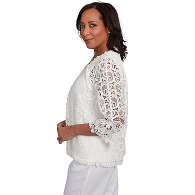 Petite Alfred Dunner Embellished Lace Two-in-One Top