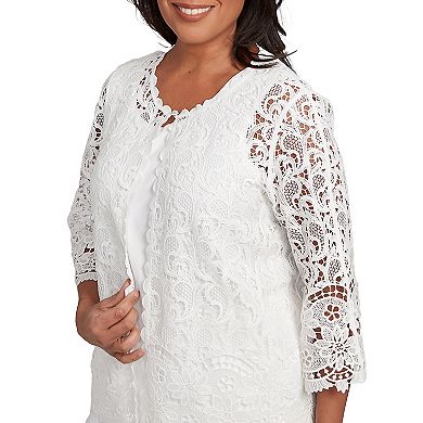 Petite Alfred Dunner Embellished Lace Two-in-One Top