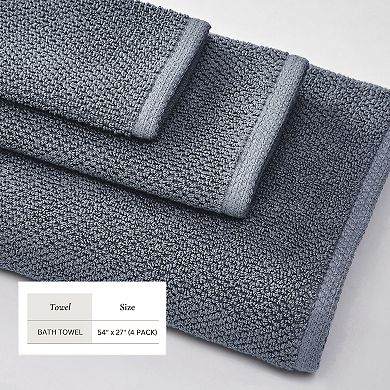 Madelinen® 4-Pack Cotton Texture Bath Towel Set