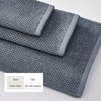 Madelinen® 6-Pack Cotton Texture Hand Towel Set