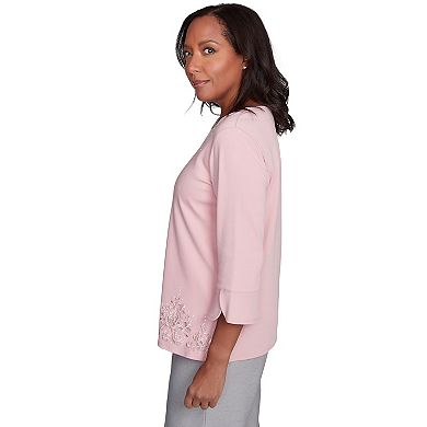 Petite Alfred Dunner Lace Cutout Split Sleeve Top