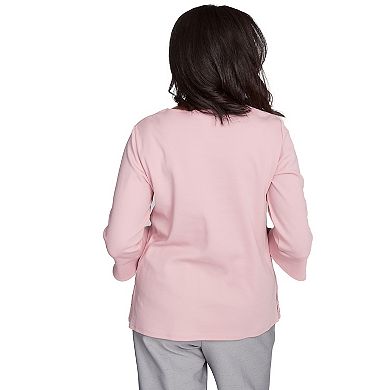 Petite Alfred Dunner Lace Cutout Split Sleeve Top