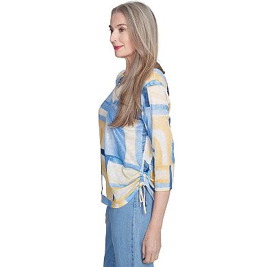 Petite Alfred Dunner Watercolor Patchwork Geometric Top