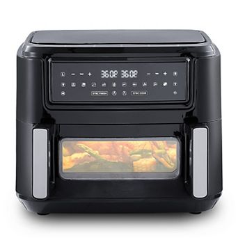 Elite Cuisine 10.5L Digital Dual Zone Air Fryer Oven with SYNC Technology and Divided Drawer