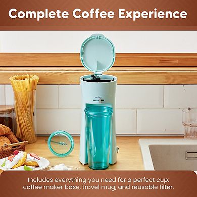 Elite Cuisine Iced Coffee Maker with Tumbler & Straw