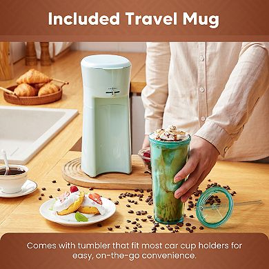 Elite Cuisine Iced Coffee Maker with Tumbler & Straw