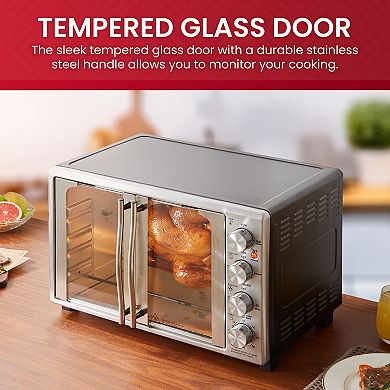 Elite Cuisine 47.5 QT XXL 9-Slice French Door Convection Rotisserie Oven
