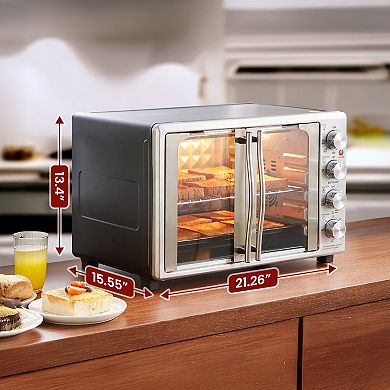 Elite Cuisine 47.5 QT XXL 9-Slice French Door Convection Rotisserie Oven