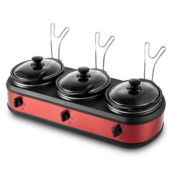 Elite Cuisine 7.5-qt Capacity Triple Slow Cooker Buffet
