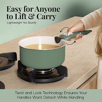 Gotham Steel 18-Piece Ceramic Nonstick Detachable Handle Cookware Set
