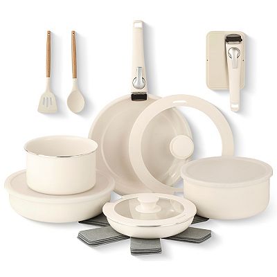Gotham Steel 18-Piece Ceramic Nonstick Detachable Handle Cookware Set