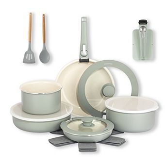 Gotham Steel 18 pc Ceramic Nonstick Detachable Handle Cookware Set