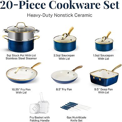Gotham Steel Natural Collection 20-Piece Ultra Performance Ceramic Nonstick Cookware Set