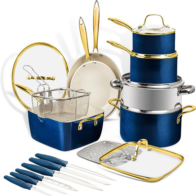 Gotham Steel 20 Pc Ceramic Pots and Pans Set Non Stick  Kitchen Cookware Sets  Pot and Pan Set  Ceramic Cookware Set