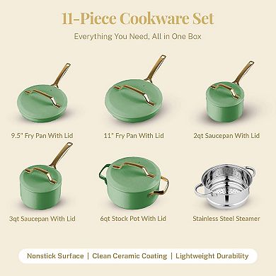 Gotham Steel Modern Cookware 11-Piece Ceramic Coating Nonstick Cookware Set