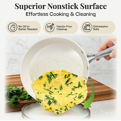 Gotham Steel Hammered 15-Piece Cream Ultra-Ceramic Nonstick Cookware & Bakeware Set
