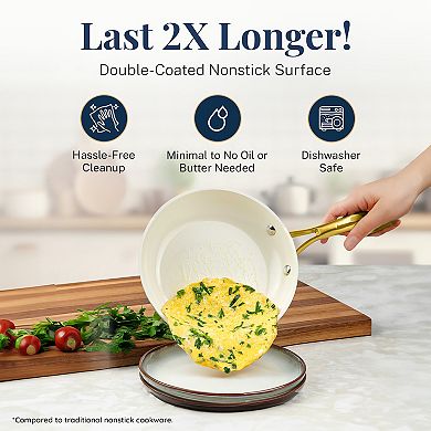 Gotham Steel Natural Collection 12-Piece Ultra Performance Ceramic Nonstick Cookware Set in Navy with Gold Handles