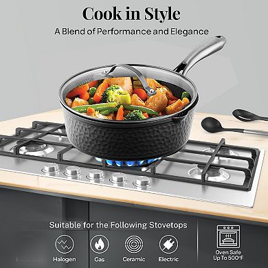 Gotham Steel Hammered 4-qt. Nonstick Deep Saute Pan with Lid