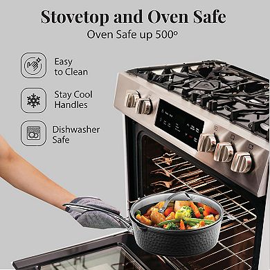 Gotham Steel Hammered 4-qt. Nonstick Deep Saute Pan with Lid