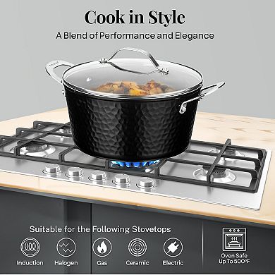 Gotham Steel Hammered Black 5-quart Ceramic Nonstick Stock Pot