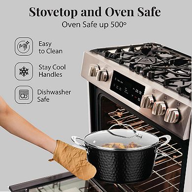 Gotham Steel Hammered Black 5-quart Ceramic Nonstick Stock Pot