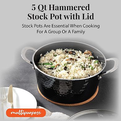 Gotham Steel Hammered Black 5-quart Ceramic Nonstick Stock Pot