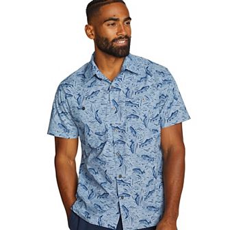 Big & Tall Eddie Bauer Rainier 3.0 Print Short Sleeve Button-Down Shirt