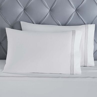 SUPERIOR Brandon Cotton Three-Line Embroidered Deep Pocket Bed Sheet Set