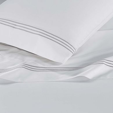 SUPERIOR Brandon Cotton Three-Line Embroidered Deep Pocket Bed Sheet Set