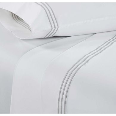 SUPERIOR Brandon Cotton Three-Line Embroidered Deep Pocket Bed Sheet Set