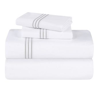 SUPERIOR Brandon Cotton Three-Line Embroidered Deep Pocket Bed Sheet Set
