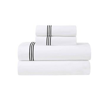 SUPERIOR Brandon Cotton Three-Line Embroidered Deep Pocket Bed Sheet Set