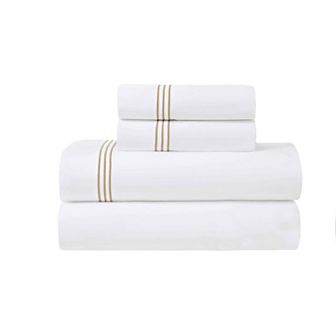 SUPERIOR Brandon Cotton Three-Line Embroidered Deep Pocket Bed Sheet Set