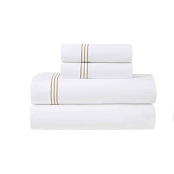 SUPERIOR Brandon Cotton Three-Line Embroidered Deep Pocket Bed Sheet Set