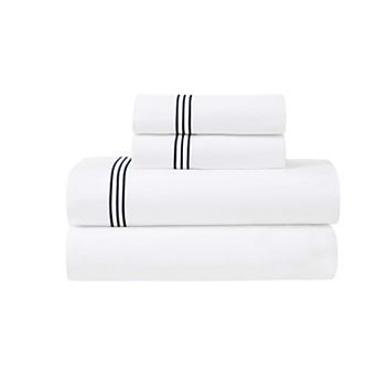 SUPERIOR Brandon Cotton Three-Line Embroidered Deep Pocket Bed Sheet Set