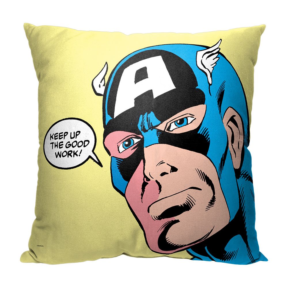 Marvel Captain America Good Work Printed Throw Pillow
