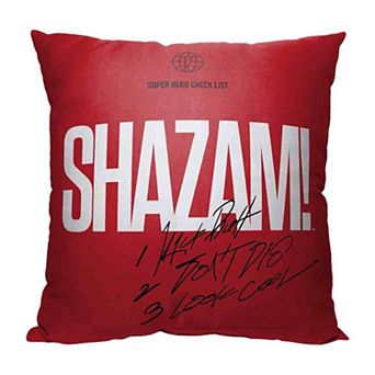 Dc Shazam Check List Printed Throw Pillow