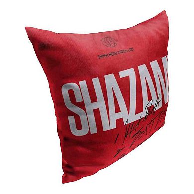 Dc Shazam Check List Printed Throw Pillow