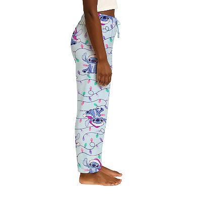 Juniors' Disney's Lilo & Stitch Christmas Lights Lux Plush Fleece Pajama Pants